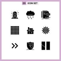 Universal Icon Symbols Group of 9 Modern Solid Glyphs of content grid thanksgiving presentation identity Editable Vector Design Elements