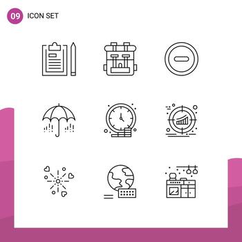 paquete de interfaz de usuario de 9 esquemas básicos de elementos de diseño vectorial editables de coin spring hobby weather umbrella vector