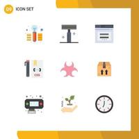 Mobile Interface Flat Color Set of 9 Pictograms of bio develop secure css code Editable Vector Design Elements