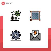 Universal Icon Symbols Group of 4 Modern Filledline Flat Colors of farming optimization sprinkier view search Editable Vector Design Elements