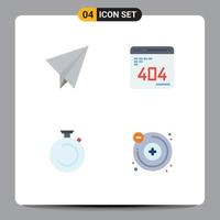 4 User Interface Flat Icon Pack of modern Signs and Symbols of paper clock develop web timer Editable Vector Design Elements