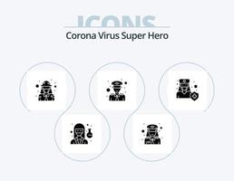Corona Virus Super Hero Glyph Icon Pack 5 Icon Design. hospital. officer. defense. security. man vector
