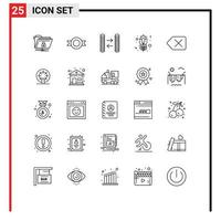 25 Line concept for Websites Mobile and Apps delete backspace cash rose flower Editable Vector Design Elements