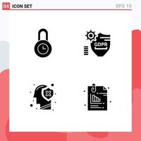 Set of Modern UI Icons Symbols Signs for lock head gdpr secure protect Editable Vector Design Elements