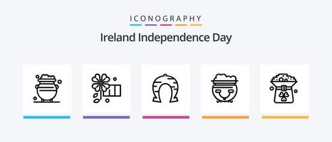 paquete de iconos de la línea 5 del día de la independencia de irlanda que incluye el festival. comer. afortunado. maceta. celebracion. diseño de iconos creativos vector