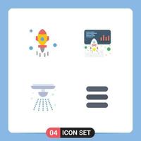 Universal Icon Symbols Group of 4 Modern Flat Icons of astronomy alert fly marketing fire Editable Vector Design Elements