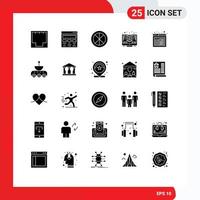 Pack of 25 Modern Solid Glyphs Signs and Symbols for Web Print Media such as investment online paint window household Editable Vector Design Elements