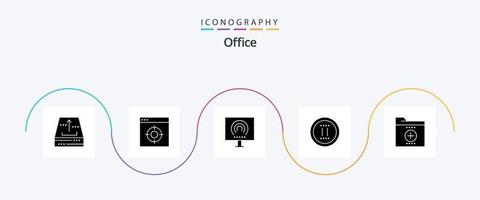 paquete de iconos de glifo de oficina 5 que incluye pausa. oficina. objetivo. película. señal vector