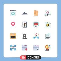 Universal Icon Symbols Group of 16 Modern Flat Colors of solution business mountain strength human Editable Pack of Creative Vector Design Elements