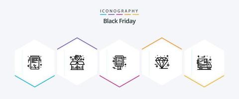 Black Friday 25 Line icon pack including black friday. premium. big sale. friday. black vector