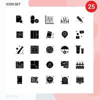 25 Universal Solid Glyphs Set for Web and Mobile Applications valentine romantic progress lunch recovery Editable Vector Design Elements