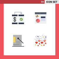 4 iconos creativos signos y símbolos modernos de programación bancaria datos de pago codificación elementos de diseño vectorial editables vector