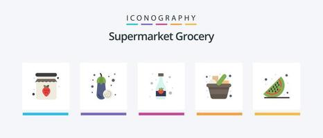 Grocery Flat 5 Icon Pack Including fruits. items. bottle. kitchen. grocery. Creative Icons Design vector