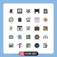 25 Thematic Vector Filled line Flat Colors and Editable Symbols of atom mobile food devices card Editable Vector Design Elements