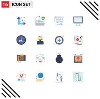 Universal Icon Symbols Group of 16 Modern Flat Colors of basic digital multimedia live streaming live Editable Pack of Creative Vector Design Elements