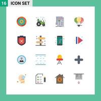 Set of 16 Modern UI Icons Symbols Signs for party birthday tractor balloons newsletter Editable Pack of Creative Vector Design Elements