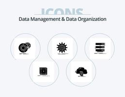 Data Management And Data Organization Glyph Icon Pack 5 Icon Design. management. setting. file. services. analysis vector