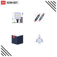 Pack of 4 creative Flat Icons of advertisement book board party knowledge Editable Vector Design Elements