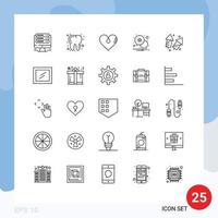 Group of 25 Lines Signs and Symbols for crackers celebrate love alert notification Editable Vector Design Elements