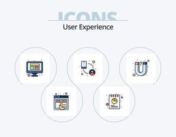 paquete de iconos llenos de línea de experiencia de usuario 5 diseño de iconos. reparar. engranaje. proteccion. hacer clic. contorno vector