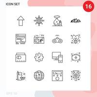Stock Vector Icon Pack of 16 Line Signs and Symbols for touch click bottle sun nature Editable Vector Design Elements