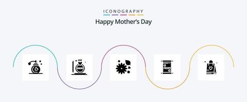 paquete de iconos de glifo 5 del día de la madre feliz que incluye a la madre. tarjeta . madre. flor de botón de oro vector