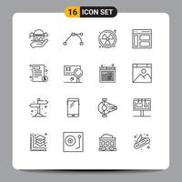 Modern Set of 16 Outlines Pictograph of healthcare document radioactive user left Editable Vector Design Elements