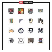 Set of 16 Modern UI Icons Symbols Signs for stationary tools design loud audio Editable Creative Vector Design Elements
