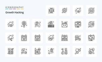 25 Hacking Line icon pack vector