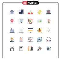 Set of 25 Modern UI Icons Symbols Signs for map tomb food grave rice Editable Vector Design Elements