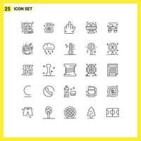 Modern Set of 25 Lines Pictograph of cucumber game pad gesture control pad food Editable Vector Design Elements