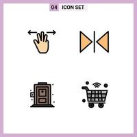 Set of 4 Modern UI Icons Symbols Signs for gestures door three fingers mirror internet Editable Vector Design Elements