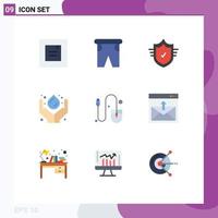 Modern Set of 9 Flat Colors Pictograph of computer power check medicine care Editable Vector Design Elements