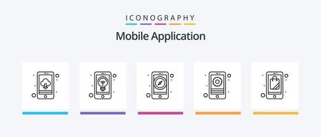 Mobile Application Line 5 Icon Pack Including bubble. app. video streaming. video app. Creative Icons Design vector