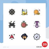 Set of 9 Modern UI Icons Symbols Signs for launch river juice metal across Editable Vector Design Elements