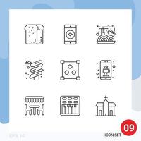Set of 9 Modern UI Icons Symbols Signs for online abstract chopstick park slider Editable Vector Design Elements