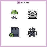 Set of 4 Modern UI Icons Symbols Signs for hindu hotel man turba service Editable Vector Design Elements