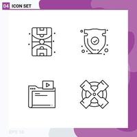 Universal Icon Symbols Group of 4 Modern Filledline Flat Colors of city movie security trust media Editable Vector Design Elements