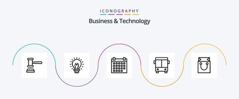 Business and Technology Line 5 Icon Pack Including cart. vehicle. calendar. transport. automobile vector