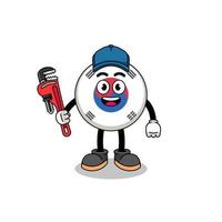 south korea flag illustration cartoon as a plumber vector