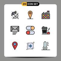 Set of 9 Modern UI Icons Symbols Signs for coffee radio industry loading ellipsis Editable Vector Design Elements