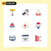 Universal Icon Symbols Group of 9 Modern Flat Colors of gift multimedia actress eject lady Editable Vector Design Elements