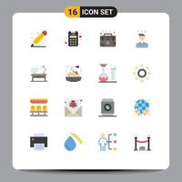 16 Universal Flat Color Signs Symbols of home job case growth business Editable Pack of Creative Vector Design Elements