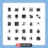 Set of 25 Modern UI Icons Symbols Signs for schedule money live calendar living Editable Vector Design Elements