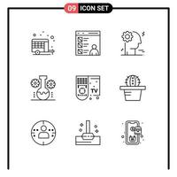 Set of 9 Vector Outlines on Grid for smart scientific research development lab management bear lab Editable Vector Design Elements