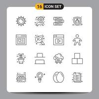 16 Universal Outline Signs Symbols of user content education communication protection Editable Vector Design Elements
