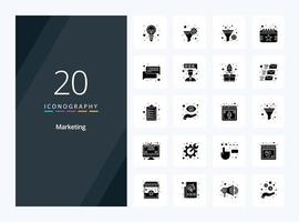 20 Marketing Solid Glyph icon for presentation vector