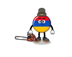 armenia flag illustration cartoon as a lumberjack vector