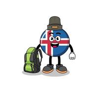 Illustration of iceland flag mascot as a hiker vector