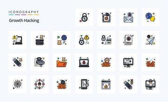 25 Hacking Line Filled Style icon pack vector